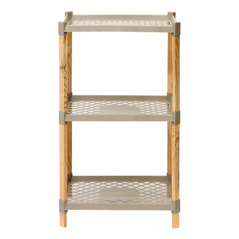 Floor shelf wooden - plastic color natural - beige 45x38x79cm.