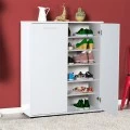 Ultra Megapap cupboard - shoe rack of 2 pairs double-leaf in white 91x35x108cm.