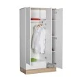 Base Megapap three-door wardrobe in white - sonoma color 103x52x198cm.
