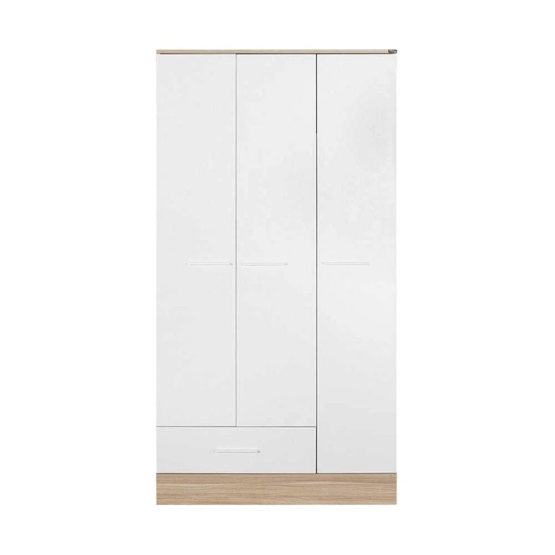 Base Megapap three-door wardrobe in white - sonoma color 103x52x198cm.