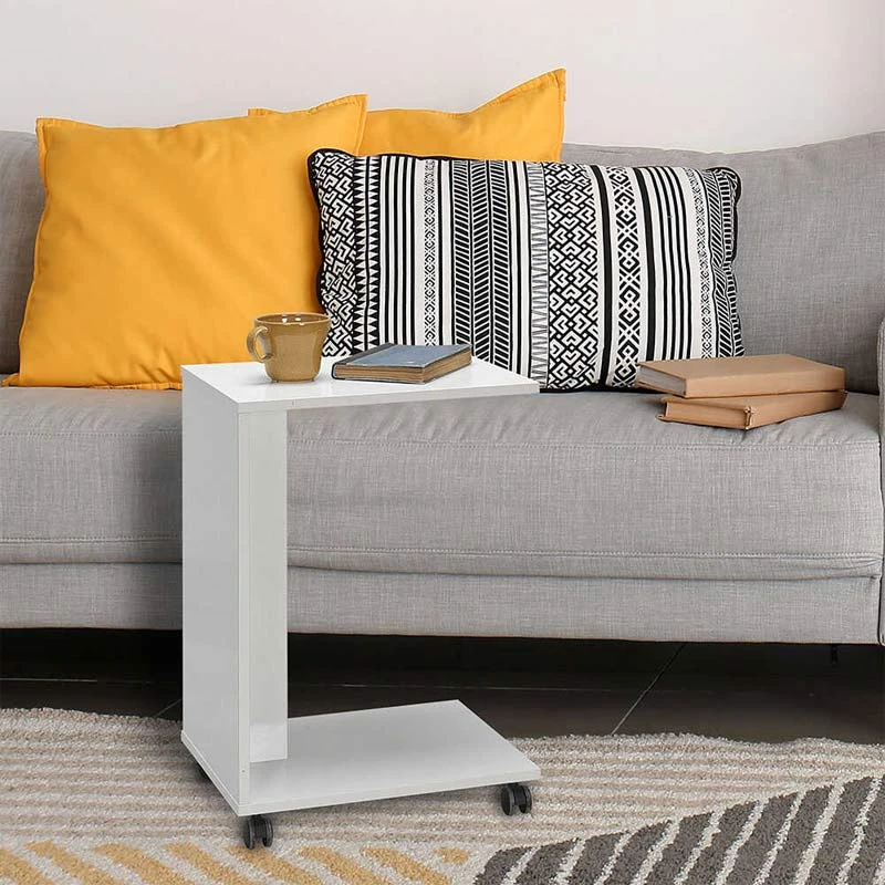 C- Shaped Megapap side table in white color 35x45x65cm.