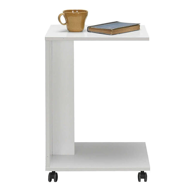 C- Shaped Megapap side table in white color 35x45x65cm.