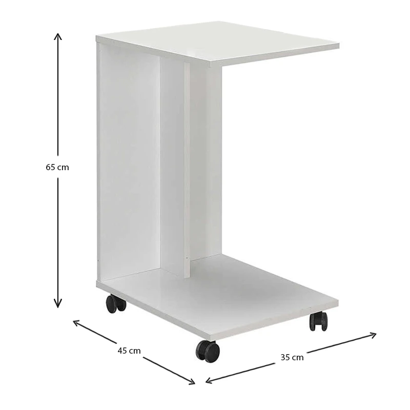 C- Shaped Megapap side table in white color 35x45x65cm.