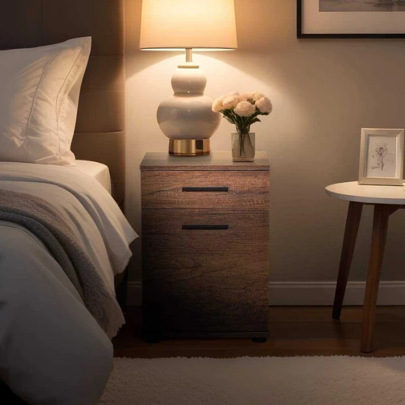 Trendline Megapap bedside table in walnut color 40x39x57cm.