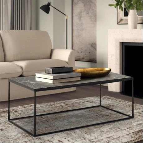 Homemania Sully metallic/melamine coffe table in marble decor color 100x60x42cm.