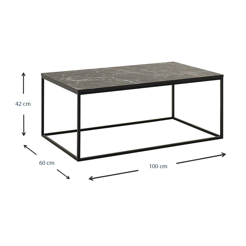 Homemania Sully metallic/melamine coffe table in marble decor color 100x60x42cm.