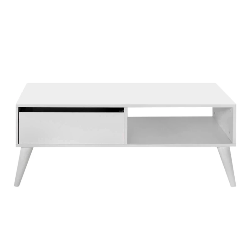 Slide Megapap melamine coffee table in white color 110x65x42cm.