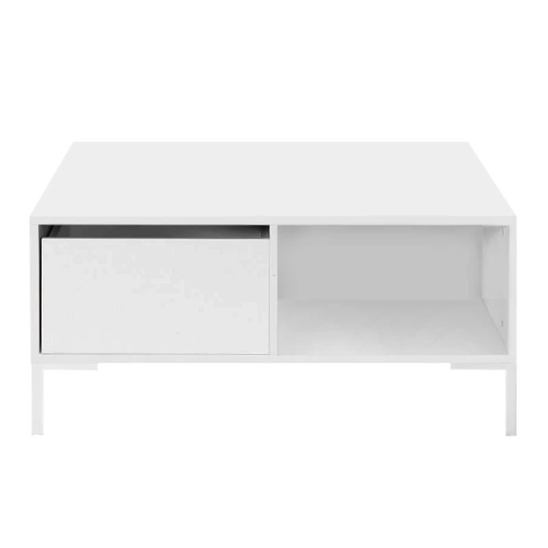 Slide Megapap melamine coffee table in white color 90x90x42cm.