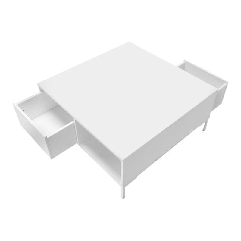 Slide Megapap melamine coffee table in white color 90x90x42cm.