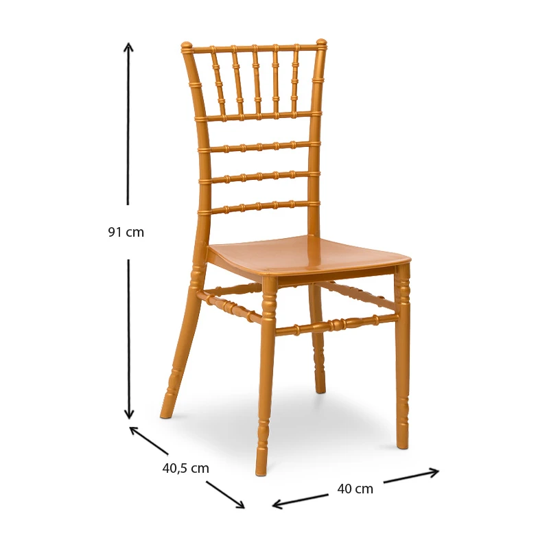 Tiffany Megapap PP catering chair in golden color 40x40,5x91cm.