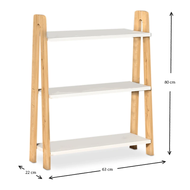 Como Megapap melamine bookcase in white - oak color 63x22x80cm.