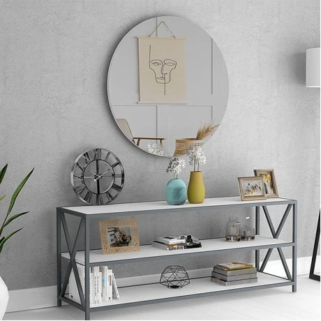 Losta Megapap wall mirror melamine in white color 60x60x2,2cm.