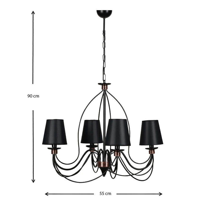 Confessor Megapap metallic four-light ceiling light in black color 55x55x90cm.