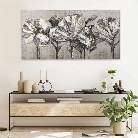 "White Flowers" Megapap painting on canvas digital printing 120x60x3cm.