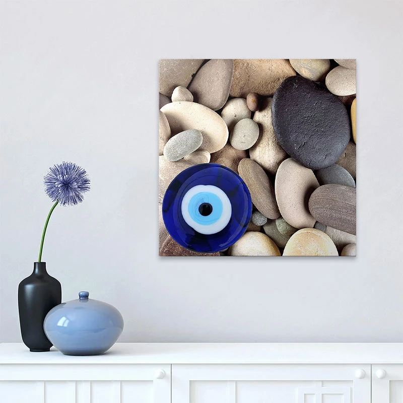 "Evil Eye Beads And Stones" Megapap painting on canvas digital printing 50x50x3cm.