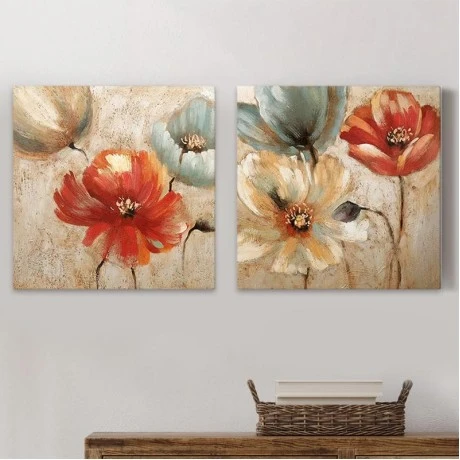 "Flowers" Megapap 2 paintings on canvas digital printing 103x50x3cm.