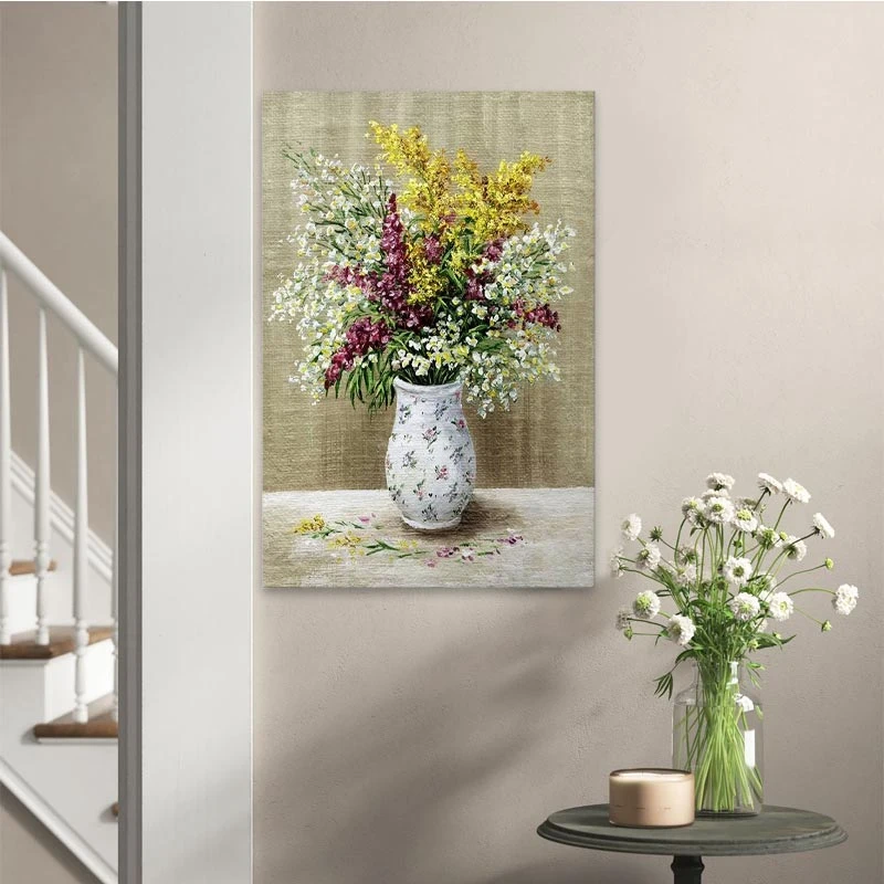 "Flowers in Vase" Megapap painting on canvas digital printing 60x90x3cm.