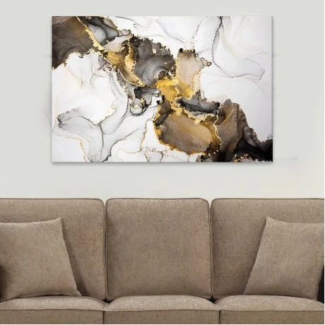 Πίνακας σε καμβά "Abstract Golden Dream" Megapap ψηφιακής εκτύπωσης 140x70x3εκ.