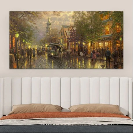 Πίνακας σε καμβά "Wet Streets" Megapap ψηφιακής εκτύπωσης 140x70x3εκ.