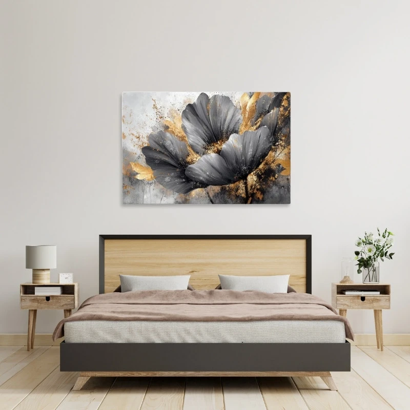 "Flowers Whispering in the Night" Megapap painting on canvas digital printing 140x100x3cm.