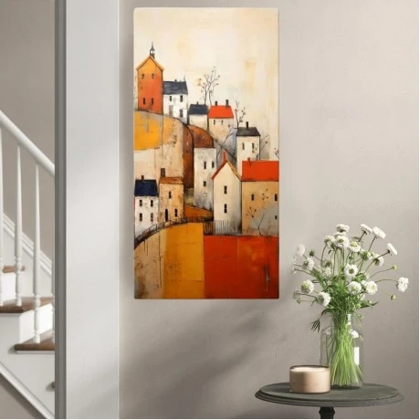 Πίνακας σε καμβά "Houses on the Hill" Megapap ψηφιακής εκτύπωσης 50x100x3εκ.