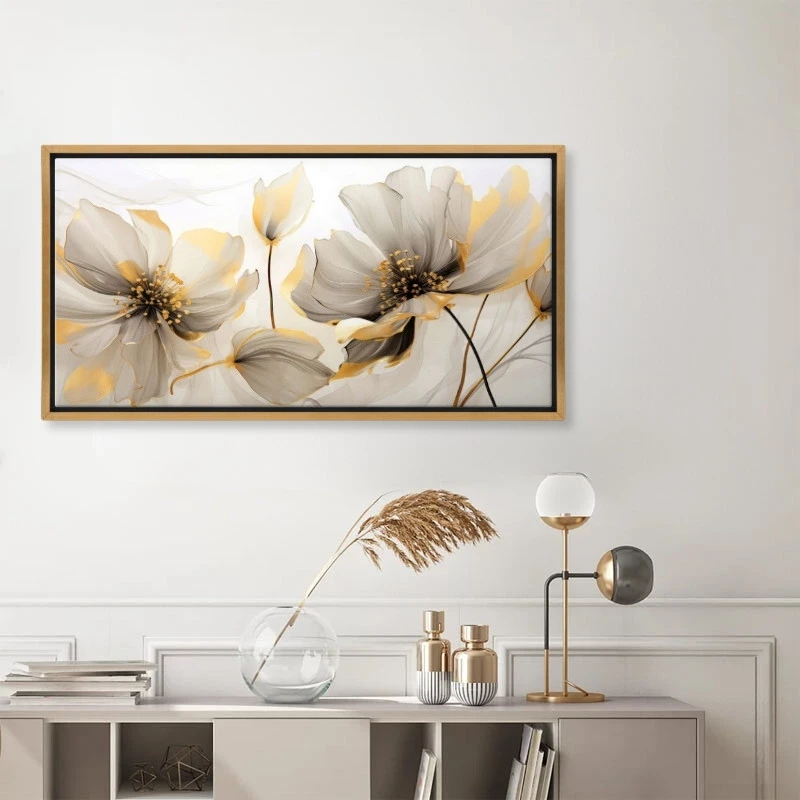 "Ethereal Blossom" Megapap painting on canvas digital printing with frame 120x60x3cm.