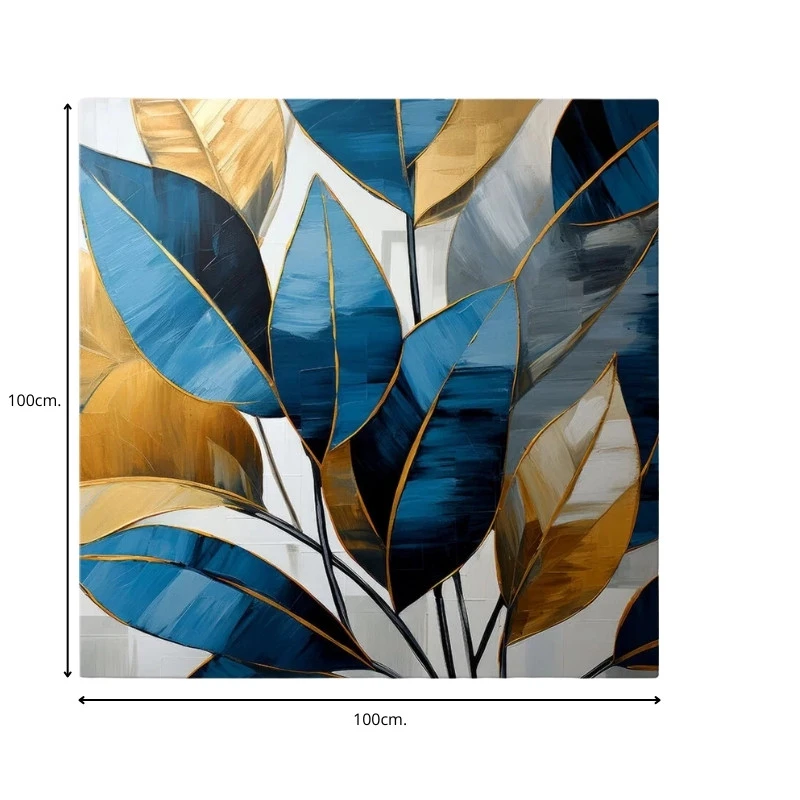 "Botanical Leaves" Megapap canvas painting digital printing 100x100x3cm.