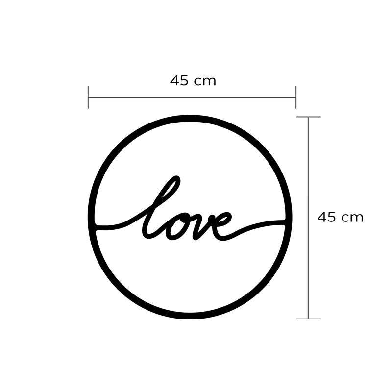 Love Megapap metal wall art in black color 45x2x45cm.