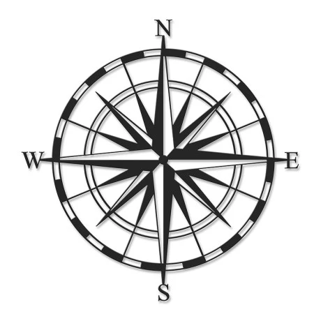 Διακοσμητικό τοίχου Compass Megapap μεταλλικό χρώμα μαύρο 45x2x45εκ.