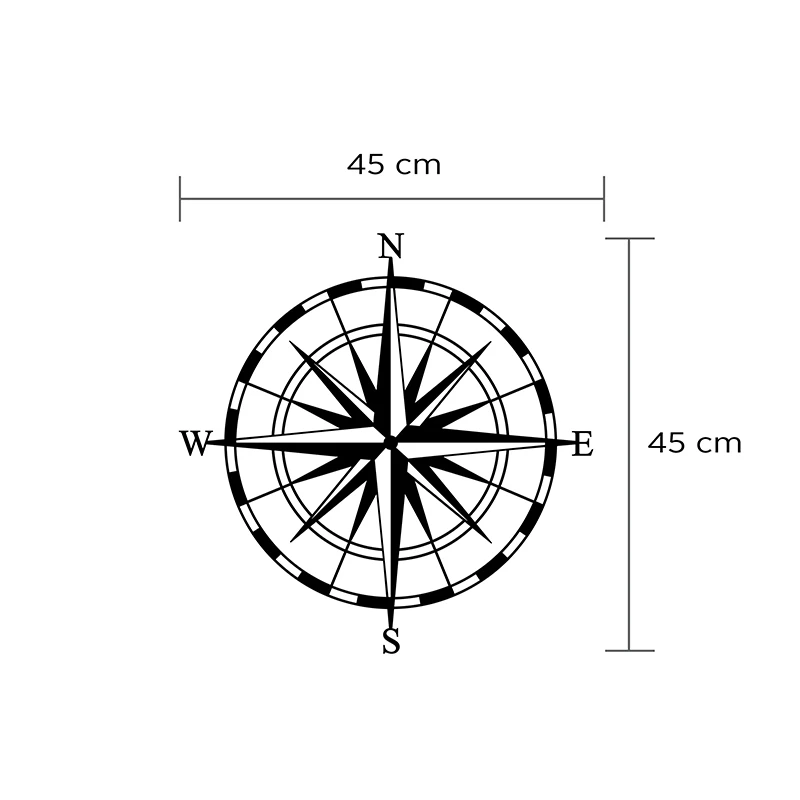 Compass Megapap metal wall art in black color 45x2x45cm.