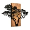 Acacia Tree Megapap wooden - metal wall art in walnut - black color 90x3x58cm.
