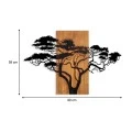 Acacia Tree Megapap wooden - metal wall art in walnut - black color 90x3x58cm.