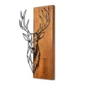 Deer Megapap wooden - metal wall art in walnut - black color 36x3x58cm.