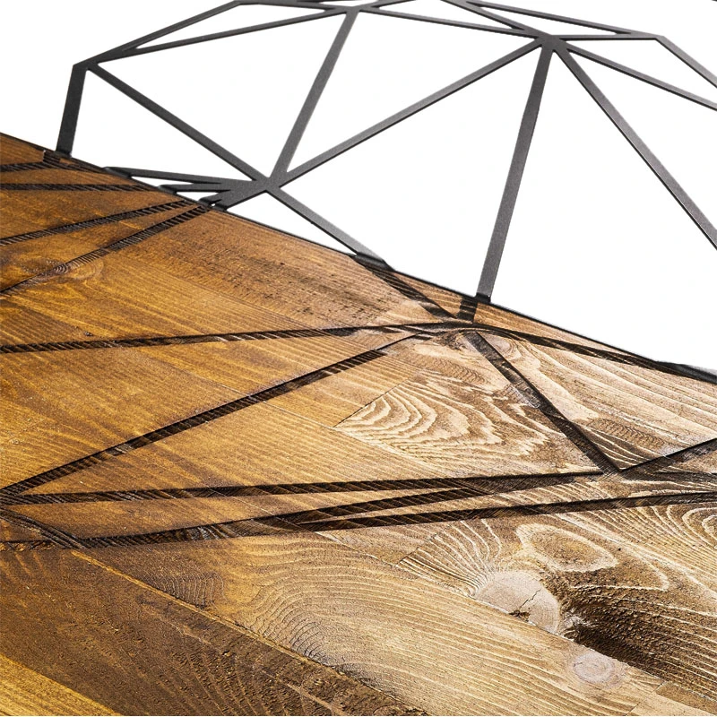 Heart Megapap wooden - metal wall art in walnut - black color 58x3x58cm.