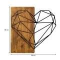 Heart Megapap wooden - metal wall art in walnut - black color 58x3x58cm.