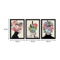 "Flower Girls" Megapap painting of three pieces in frame 35x45x2cm.