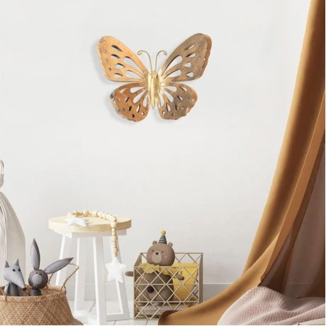 Butterfly Megapap metal wall art in gold color 29x32cm.