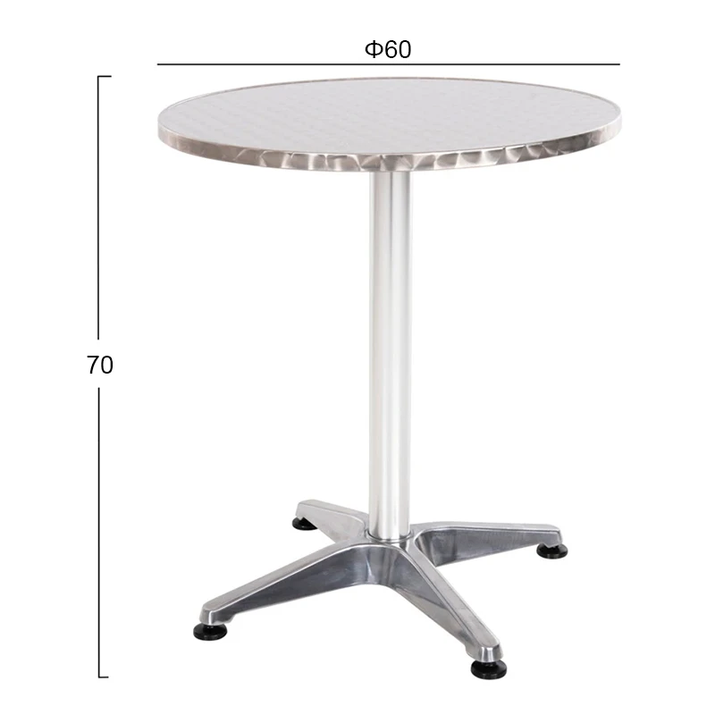 Aluminum garden table, silver color, Ø60x70cm.