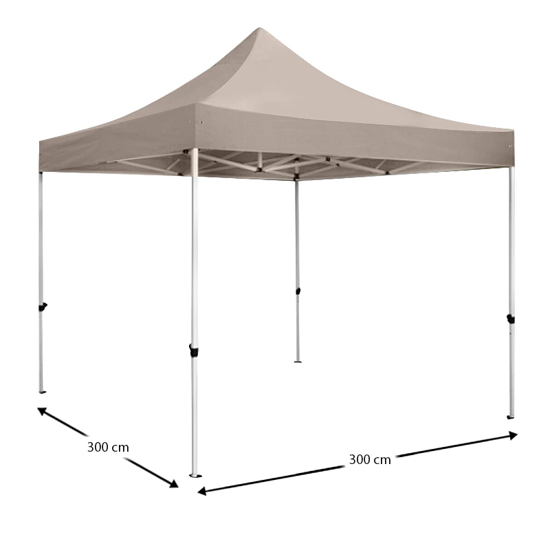 Kiosk with metal frame and waterproof fabric in cream color 3x3m