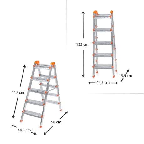 Double Step Perilla metal ladder 5+5 steps 117cm.