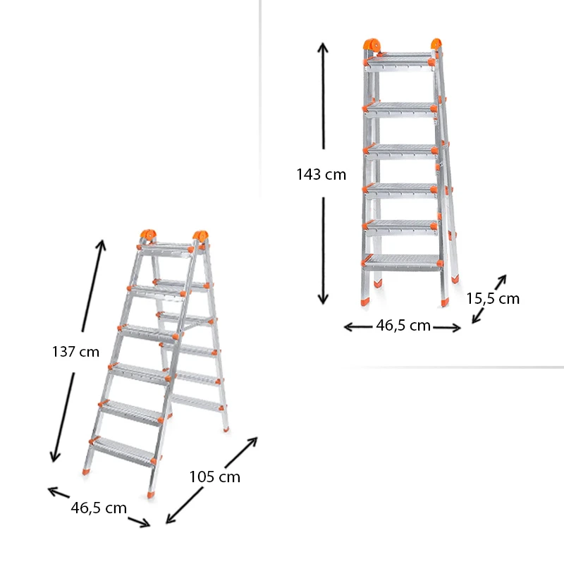 Double Step Perilla metal ladder 6+6 steps 137cm.
