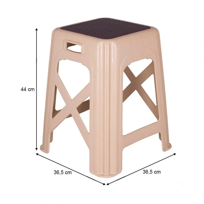 Stackable polypropylene stool beige color 36.5x36.5x44cm.
