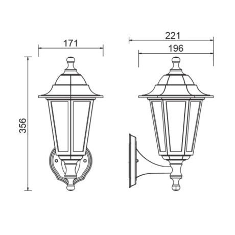 Wall sconce - Lantern IP44 E27 color rust 17.1x22x35.6cm.