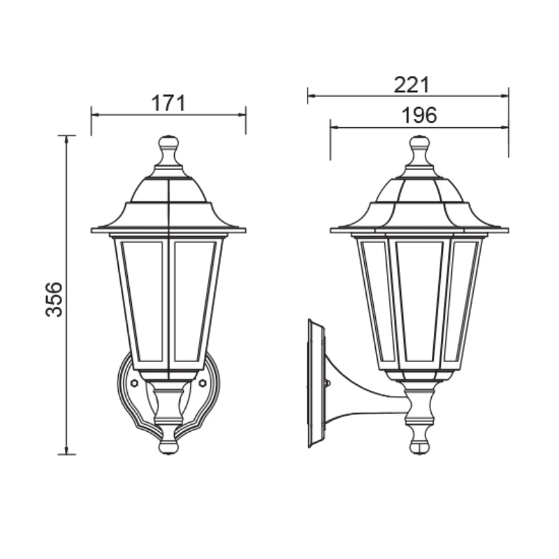 Wall sconce - Lantern IP44 E27 color rust 17.1x22x35.6cm.