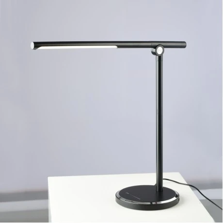 Touch LED desk lamp with USB charger metallic color black 40x15x35cm.