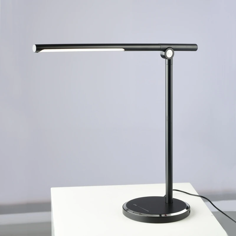 Touch LED desk lamp with USB charger metallic color black 40x15x35cm.