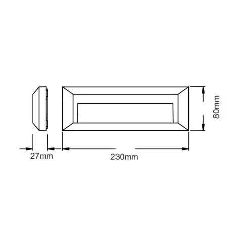 LED ceiling light IP65 2W color gray 23x2.7x8cm.
