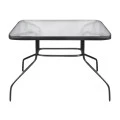 Metal garden table with tempered glass in black color 100x65x70cm