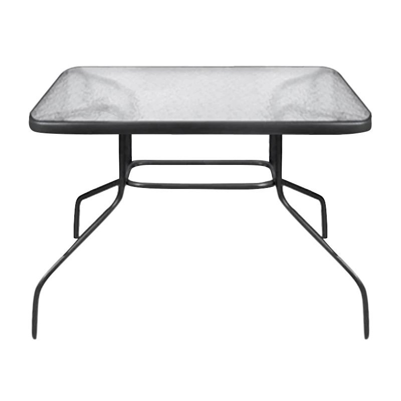 Metal garden table with tempered glass in black color 100x65x70cm