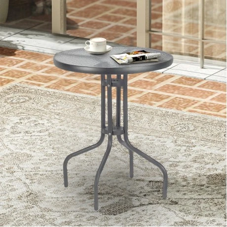 Metal garden table in anthracite with safety glass Ø70x72cm